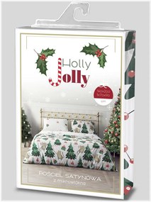 Vianočné saténové posteľné obliečky – motív Mačacie Vianoce - 70 x 90 cm + 140 x 200 cm