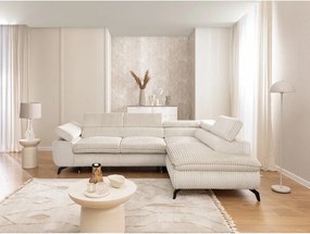 Krémová menčestrová rohová pohovka (pravý roh/do L) Marbeya – Ropez