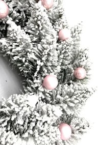 Dekorstudio Vianočný veniec zasnežený - púdrovoružový