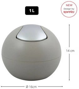 Taupe plastový odpadkový kôš 1 l Bowl Matt – Spirella