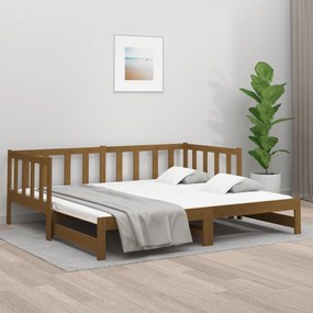 Rozkladacia denná posteľ hnedá 2x(90x200) cm borovicový masív