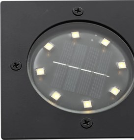 Sada 6 zemných bodových svetiel čierna štvorcová vrátane LED IP65 solárne - Terry