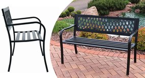 Záhradná lavička, s mriežkovaným operadlom