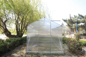 Skleník so základňou BestBerg BBGH‑806S / 4,8 m² / 252 × 190 × 194 cm / strieborná