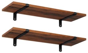 Sada 2x nástenných políc SHELFY hnedá/čierna