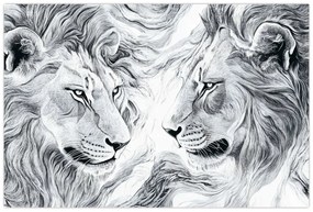 Obraz - Kreslené levie hlavy (90x60 cm)