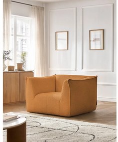 Kreslo z textílie buklé v horčicovej farbe Giorgia – Bobochic Paris