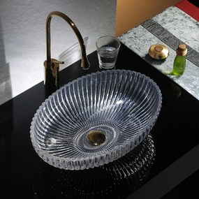 BPS-koupelny Sklenené umývadlo na dosku HYD-BRT3-TR-510 51x35 cm, transparent