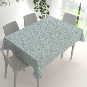 Biante Dekoračný obdĺžnikový obrus Leona LN-166 Biele listy na modrozelenom 50x100 cm