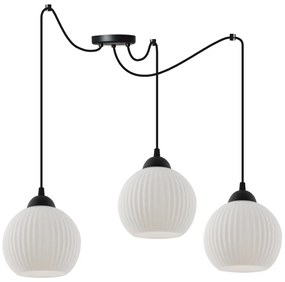 Závesné svietidlo Riffle Round Spider, 3x biele sklenené tienidlo, b