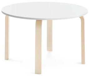 Stôl ELTON, Ø 900x530 mm, laminát - biela, breza