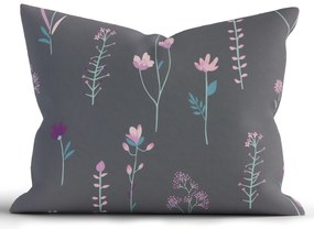 Bavlnená obliečka na vankúš Renforcé 70 × 90 cm - Vlčie maky tmavo šedé