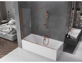 Mexen Velar, 2-krídlová posuvná vaňová zástena 170 x 150 cm, 8mm číre sklo, ružové zlato, 896-170-000-01-60