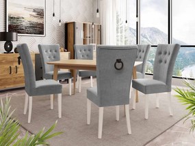 Rozkladací stôl 140x80 so 6 stoličkami ST67, Farby: natura, Farby: biela, Farby: čierny, Potah: Magic Velvet 2217