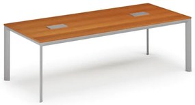 Stôl INVITATION 2400 x 1200 x 740, čerešňa + 2x stolná zásuvka TYP V, strieborná