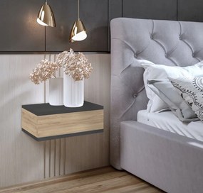 Nočný stolík LOFT - grafitový/dub craft zlatý