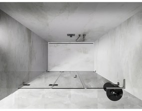 Mexen Lunar-F, L skladacie ľavé sprchové dvere 150 cm, 8mm číre sklo, oceľový profil, 836SL-150-050-97-00-L