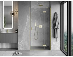 Mexen Mist-H, 1-krídlové sprchové dvere pravé 80 cm, číre sklo, zlatý matný profil, 8A5-080-000-55-00-P