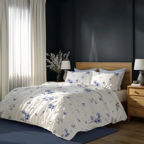 Bavlněné povlečení Primavera 001 160x200 cm + 2x 70x80 cm bílé/šedé