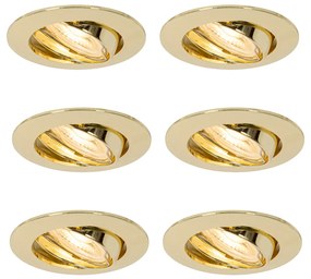 Sada 6 vstavaných bodových svetiel mosadz GU10 35 mm - Edu