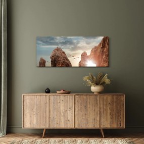 Obraz - Západ slnka nad útesmi (120x50 cm)