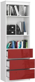 Regál R60 3SZ 2P CLP biely / červený lesk