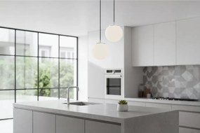 Závesné svietidlo Florence, 1x biele sklenené tienidlo, ch/b