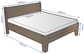 Amara Beds Celomasívna posteľ z buku Sion H2, farba BK10 palisander, 180x200 cm