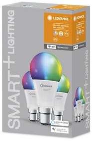 LEDVANCE Sada 3x inteligentná LED žiarovka SMART+ WIFI, B22d, A60, 9W, 806lm, 2700-6500K, teplá-studená biela, RGB