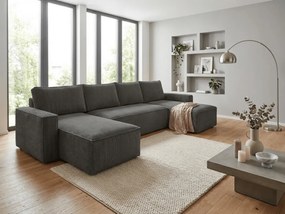 AKCE Tmavosivá sedacia súprava do U SMART COSARO 295x140 cm II. akosť