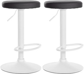 2x Barová stolička Ponte - koženka, biely rám - Čierna