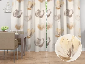 Biante Dekoračný záves PM-109 Akvarelové tulipány na krémovom 145x220 cm