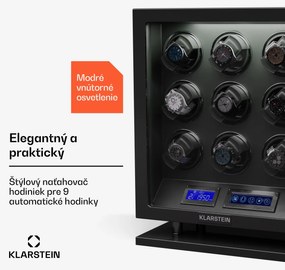 Klarstein Verdon 9, naťahovač hodiniek, na 9 hodiniek, 3 režimy, 5 rýchlostí, LED, diaľkové ovládanie