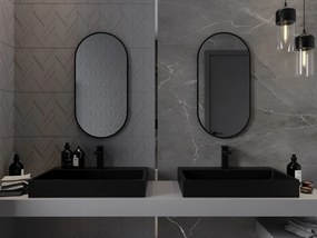 Mexen Loft oválne kúpeľňové zrkadlo 80 x 40 cm, čierny rám - 9851-080-040-000-70