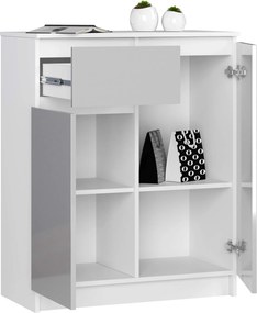 Komoda Kiara 80 cm 2 skrinky a 1 zásuvka biela/sivá