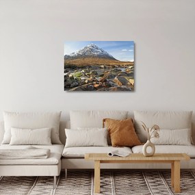 Sklenený obraz - Hora s riekou (70x50 cm)