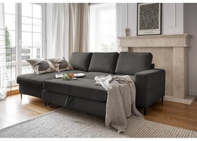 Tmavosivá menčestrová rozkladacia rohová pohovka (ľavý roh) Lofty Lilly – Miuform