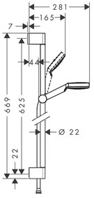 Hansgrohe Crometta, sprchová súprava 1jet so sprchovou tyčou 65 cm, biela/chrómová, HAN-26533400