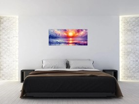 Obraz - Farebný umelecký západ slnka (120x50 cm)