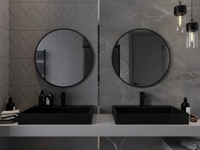 Mexen Loft, okrúhle kúpeľňové zrkadlo 75 cm, farba rámu čierna matná, 9850-075-075-000-70