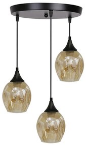 Candellux Čierno-hnedý závesný luster Aspa pre žiarovku 3x E27 s guľatou základňou 33-00613