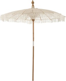 Prírodný drhaný slnečník s drevenou tyčou Macrame - ∅200*250 cm