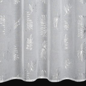 Biela záclona so striebornými listami CECIL na krúžkoch 140x250 cm