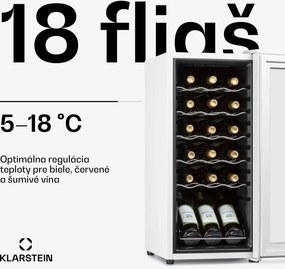 Klarstein Shiraz 18 Slim Uno, vinotéka, 50 l, 18 fliaš, 5-18°C, dotykový ovládací panel