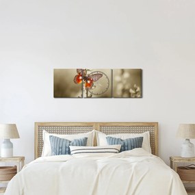 Obraz motýľa (s hodinami) (90x30 cm)