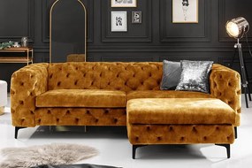 Invicta Interior -  Elegantná 3-miestna pohovka Chesterfield MODERN BAROQUE 235 cm horčicovo žltá zamat