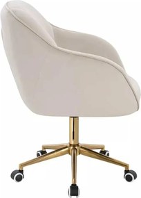 LuxuryForm DESIGN Stolička AVOLA VELUR na zlatej podstave s kolieskami - krémová