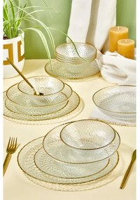 Jedálenská súprava 24 ks číra/zlatá/sklo