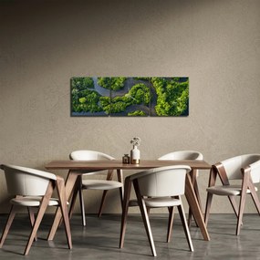 Obraz - Lesná krajina s riekou (s hodinami) (90x30 cm)