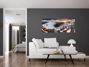 Obraz - Zimná horská panoráma (120x50 cm)